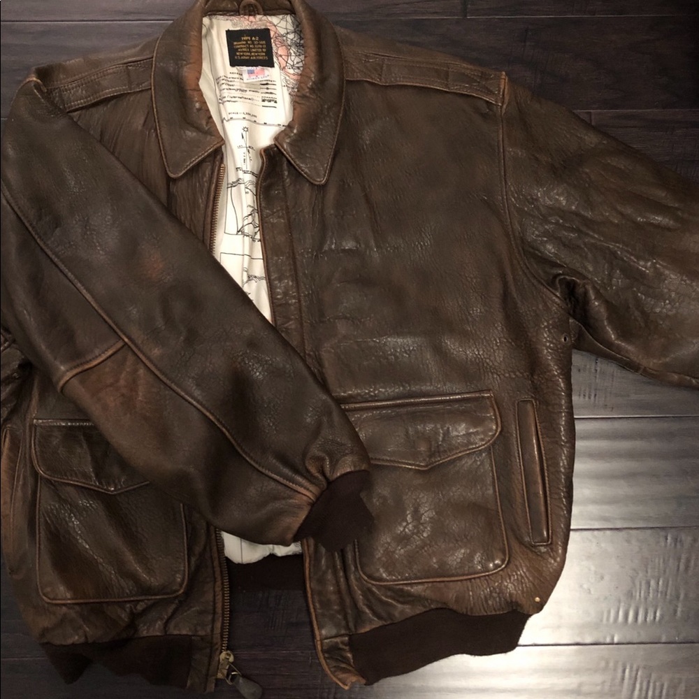 Large Type A-2 US Army Air Force Leather Jacket